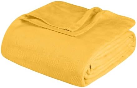 Superior Cotton Blanket Breathable All Season Comfy Bedding, King, Gold by SUPERIOR