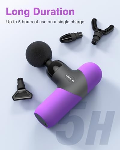 Morelax Mini Massage Gun Portable Deep Tissue Muscle Percussion Massager, Electric Handheld Sport Massager with 6 Massage Heads 4 Speed, Best Gift (Purple) - Image 6