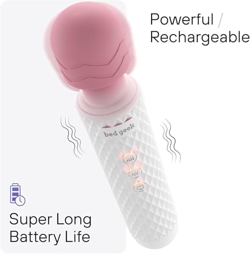 bed geek Handheld Cordless Personal Wand Massager – Waterproof, USB Rechargeable, 20 Vibration Patterns, 8 Speeds, Memory Feature, Skin-Soft Silicone for Ultimate Relaxation Tool - Image 3