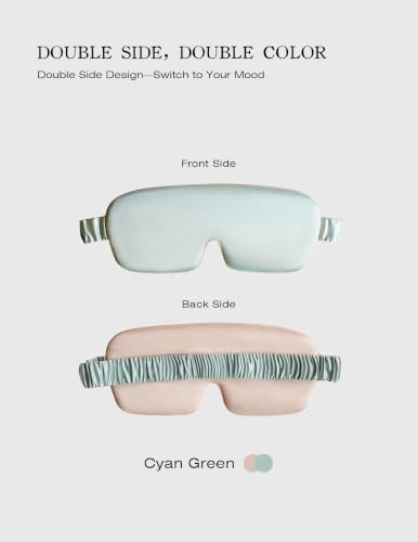 Luxurious 100% Mulberry Silk Sleep Eye Mask Blackout, Cyan Green - Image 5