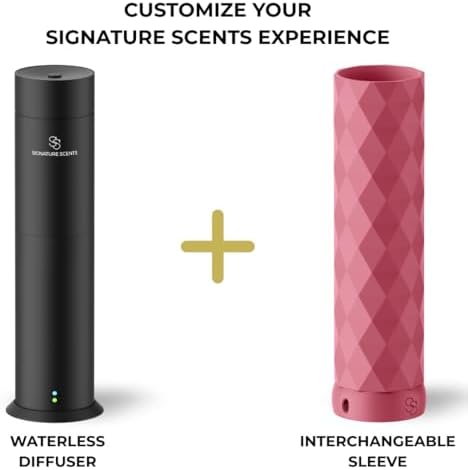 Waterless Essential Oil Hotel Scent Diffuser - Cold Air Diffuser - Covers 1000 sq. ft. - Waterless Diffuser for Home, Office & Hotel (Black + Interchangeable Sleeve) (Black + Matte Pink Sleeve) - Image 2