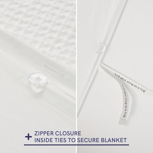 YnM Cotton Waffle Weave Duvet Cover for Weighted Blankets with 16 Strings (Coconut White, 80''x87'') - Image 3