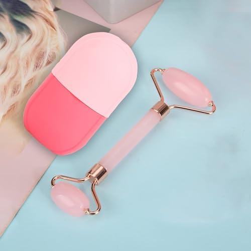 Facial Skincare Ice Roller Mold-Ice Roller for Face and Eye，Beauty Cube Brighten Skin &Enhance Natural Glow &Remove Fine Lines，Facial Beauty Ice Roller Skin Care Tools (Oval, pink set) - Image 4
