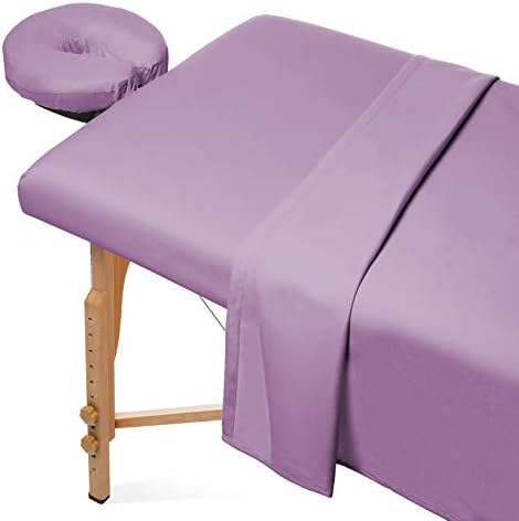Saloniture 3-Piece Microfiber Massage Table Sheet Set - Premium Facial Bed Cover - Includes Flat and Fitted Sheets with Face Cradle Cover - Lavender by Saloniture