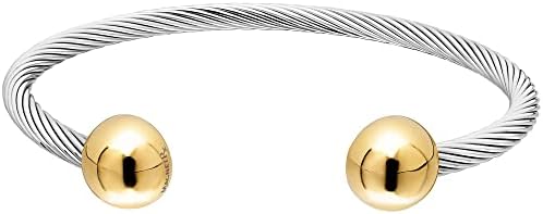 MagnetRX® Twisted Cable Magnetic Bracelet Cuff (Silver/Gold, Small) - Image 7