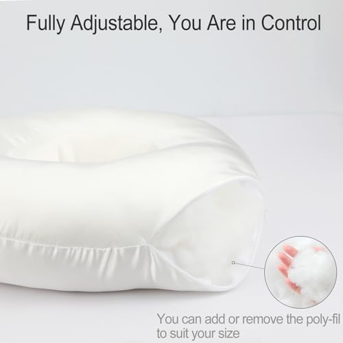 Silky Satin Piercing Pillow Ear Pillows Donut with Hole for Ear Pain CNH Piercing Pain Relief Sleeping Pressure Sore Side Sleepers Smooth Cooling Ear Guard Protector, Ivory - Image 6