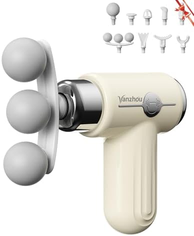 Mini Massage Gun Deep Tissue, Portable Handheld Massage Gun for Muscle Recovery, Quiet Percussion Massager with 9 Heads, Lightweight USB-C Rechargeable Massage Gun for Travel, Gym & Office by Unknown
