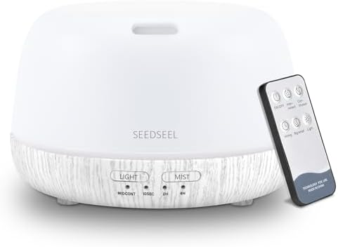 SEEDSEEL 300ML Essential Oil Diffuser with Remote Control, Aromatherapy Diffuser with 7-Color Changing LED Light for Bedroom, Home by SEEDSEEL