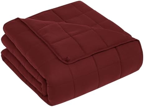CuteKing Weighted Blanket for Adults: Weighted Blanket with Premium Glass Beads - Breathable Heavy Blanket for Comfort Sleep - Thick Blanket for Adult All Season (12lbs, 48"x72", Claret Red) by CuteKing