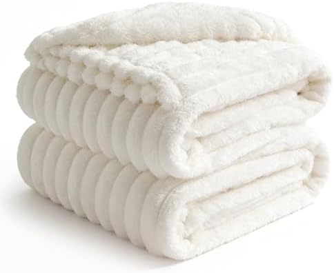 BEDELITE Ribbed Full Size Blanket for Bed, Cream, 84"x90" by BEDELITE