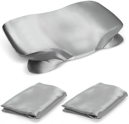 2 Pack Satin Pillowcase for Zelimun Cervical Pillow, Contour Pillow Case Cover, Smooth & Soft Pillowcase Cover with Zipper （Grey） by WelcometoZelimun