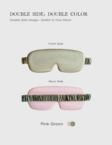 Luxurious 100% Mulberry Silk Sleep Eye Mask Blackout, Pink Green - Image 5