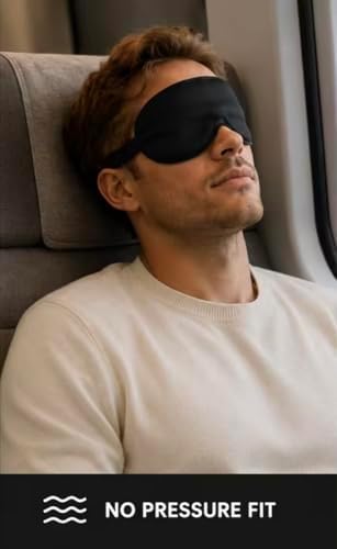 Silk Sleep Mask for Women & Men, Soft Black Eye Mask for Sleeping, Light Blocking Comfortable Blindfold with Elastic Strap for Travel, Nap, Meditation & Night Sleep - Image 4