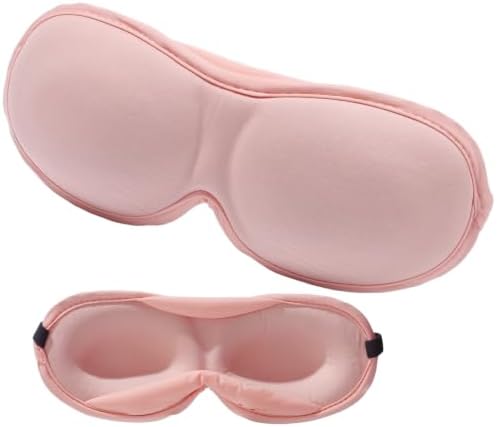 Ultra-Thin 3D Sleep Mask for Women, Contoured Eye Mask for Side Sleepers, Deep Eye Cups for Lash Extensions, Soft Breathable Lightweight Sleep Mask for Travel, Yoga & Meditation (Pink) by Zlzqer