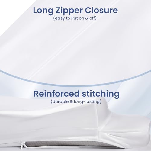 Satin Pillowcase for Cervical Pillows, (Cover Only) Fit for Orthopedic Neck Support Pillow, Silky Smooth Pillowcase Cover with Zipper Closure (White) - Image 5