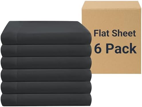 ZPECC Bulk Flat Sheets Only Twin Size 6 Pack, Easy Sort Top Bed Sheet by Color-Coded Label, Soft Durable Brushed Microfiber Fabric Hotel Airb&bs Essentials for Hosts, 66"x96", Black by ZPECC-ABrandThatHasBeenFocusedOnBeddingFor20Years