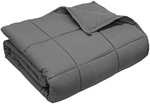 LiyLou Weighted Blanket for Adults (10 lbs, 48" × 72", Grey) Twin Full Size Heavy Blanket for 90-110lbs, Breathable Weighted Throw Blanket with Glass Beads for All Season, Washable by LIYLOU