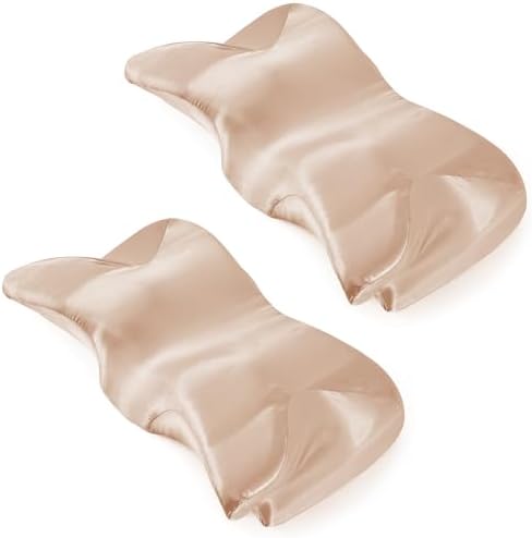 P Pothuiny Taupe Satin Cervical Pillow Case Cover 2-Pack with Zipper by P+Pothuiny