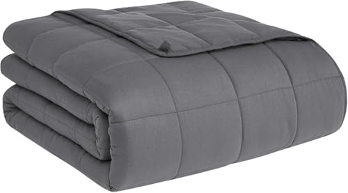 CuteKing Weighted Blanket (10lbs, 50"x60", Grey) Heavy Blanket for 90-100lbs, Weighted Blanket for Cooling & Heating with Premium Glass Beads, Soft Thick Blanket All-Season by CuteKing