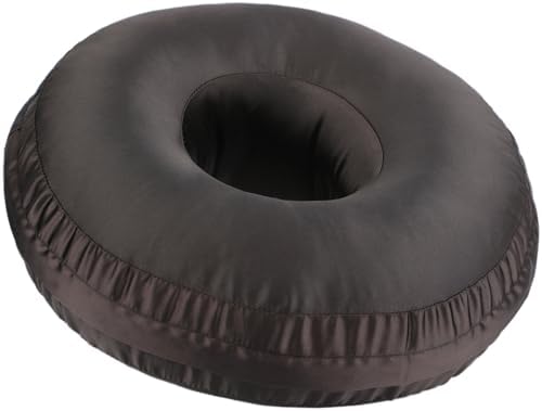 Washable Silky Satin Ear Piercing Pillow with Removable Pillowcase Smooth Cooling Donut Pillows Hole for Ear Pain Relief CNH Sleeping Pressure Sore Side Sleepers Ear Guard Protector, Black by Heal+n+Hope