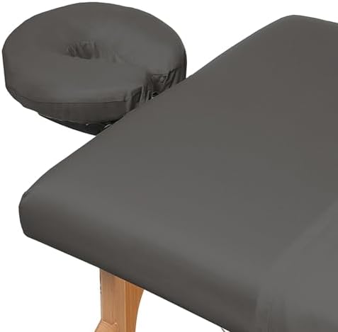 Saloniture 3-Piece Microfiber Massage Table Sheet Set - Premium Facial Bed Cover - Includes Flat and Fitted Sheets with Face Cradle Cover - Gray - Image 3