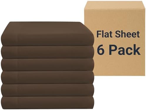 ZPECC Full Flat Sheet Only 6 Pack, Durable Brown Top Bed Sheets Hypoallergenic Soft Brushed Microfiber Color-Coded Label, 81"x96" by ZPECC-ABrandThatHasBeenFocusedOnBeddingFor20Years