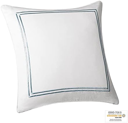 Harbor House Modern Design Decorative Pillow Hypoallergenic Sofa Cushion Lumbar, Back Support, Square 16" x 16", Chelse, Satin Blue Ivory - Image 3