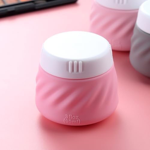 Gemice Silicone Cream Jars TSA Approved Travel Size Containers with Toiletry Bag, Wide Mouth Leak-proof Travel Accessories with Lid for Cosmetic Cream (4 Pack) - Image 3