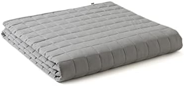 YnM Cotton King Size Weighted Blanket for Adults (88x104 Inches, 25 Pounds, Light Grey), Smallest Compartments with Cooling Glass Beads,Heavy Blanket for Two Persons of 110~190lbs on Queen or King Bed by YNM
