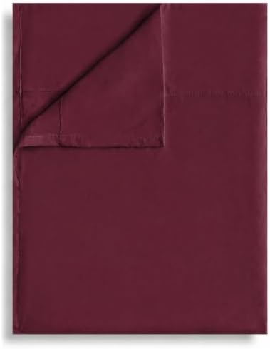Twin Flat Sheet Only, 1 Pack Top Bed Sheets, Soft Breathable Brushed Microfiber Color-Coded Label Threads, (66"x96",Burgundy) by Culve