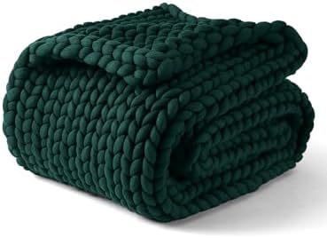 YnM Chunky Throw Blanket, Medium-Weight, Hand Knitted, Skin Friendly, Ventilated and Breathable, Machine Washable, Home Décor Piece for Couch, Sofa and Bed (Pacific Green, 50x70 Inch) by YNM