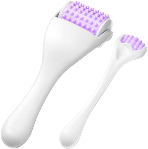 Tondiamo 2 Pcs Muscle Roller Portable Small Silicone Massager Roller Deep Tissue Muscle Massage Stick Cellulite Remover Scar Tissue Massager for Relief Face Neck Arm Back Leg(Purple,Silicone) by Tondiamo
