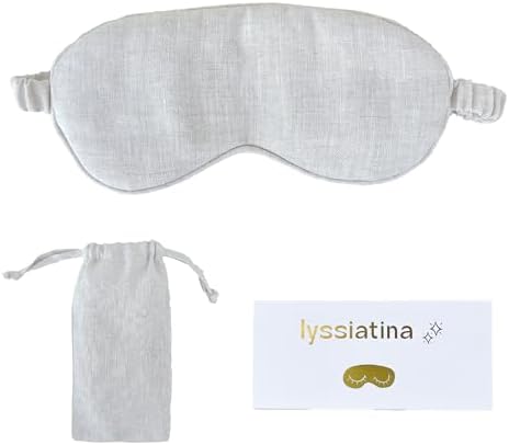 Sleep Mask Pure Linen Eye Mask, with Elastic Band,Comfort Sleeping Shade for Nighttime Sleeping, Traveling & Napping,Side Sleeper Eye Cover Cooling with Travel Bag Gift Package(Natural) by lyssiatina