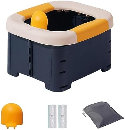 Toilet Bowls for Children Toddler Travel,Foldable Travel Potty for Boys Girls Emergency Toilets for Car,Outdoor,Camping and Indoor Seat with Storage Bag（Bean Paste Powder） by DIJIAMEIYA