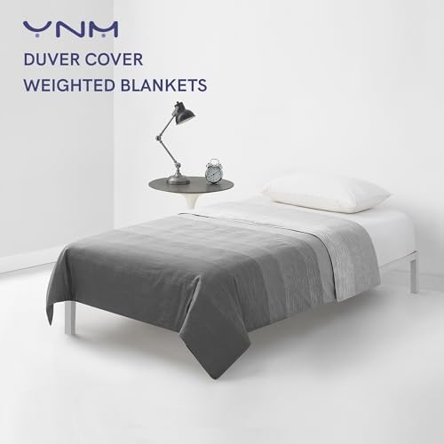 YnM Exclusive Cooling Duvet Cover for Weighted Blankets with 16 Strings (Gradient Dark Grey, 48"x 72") - Image 2