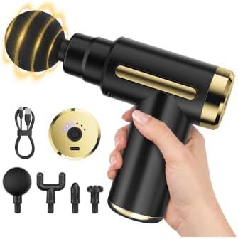 cotsoco Mini Handheld Massage Gun, Deep Tissue with 6 Speeds, Cordless Muscle Massager with 4 Heads,Type-C Charging, Travel Size, Best Gifts by cotsoco