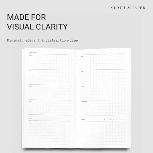 Cloth & Paper Travel Notebook | Weekly Admin Planner – Macchiato | Pocket Plus Weekly Planner 3.2" x 6" | Weekly Schedule Planner with Task & Habit Layout for Organized Planning – Soft Touch Cover - Image 2