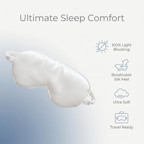 [3 Pack] QSYW Sleep Masks, Satin Eye Mask for Sleeping - Silky Eye Masks Bulk with Storage Bag & Elastic Strap, White - Image 3