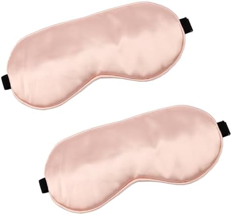 2 PCS Pink Satin Sleep Masks, Adjustable Silk Eye Mask for Sleeping, Blind Folds Soft Breathable Blindfold for Adults Couples Play Party Games Airplane Travel Essentials Eye Covers Patches Night Mask by Unknown