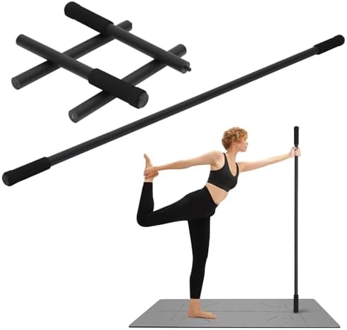 P Polerden Yoga Stick, 5ft Exercise Stick for Mobility, Stretching Stick with Non-Slip Ends, Exercise Dowel for Pilates, Balance Pole and Stretch Bar for Stretching Equipment by PPolerden