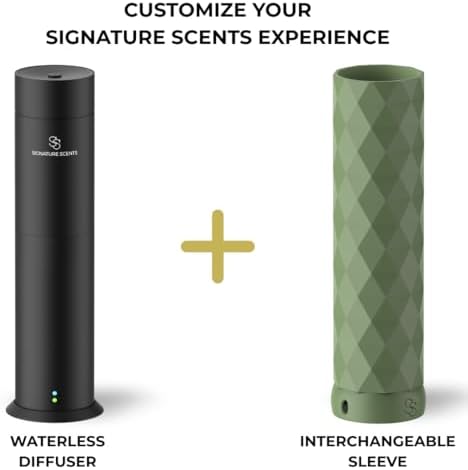 Waterless Essential Oil Hotel Scent Diffuser - Cold Air Diffuser - Covers 1000 sq. ft. - Waterless Diffuser for Home, Office & Hotel (Black + Interchangeable Sleeve) (Black + Matte Green Sleeve) - Image 2