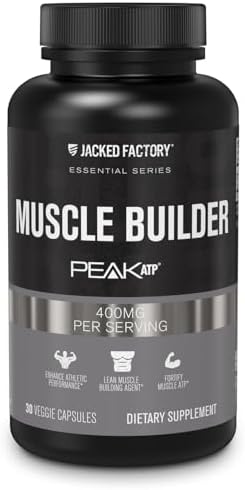 Jacked Factory Essentials Muscle Builder - ATP Muscle Builder for Men with Peak ATP to Support Muscle Gain, Enhance Athletic Performance, & Increase Strength - 30 Capsules by JackedFactory