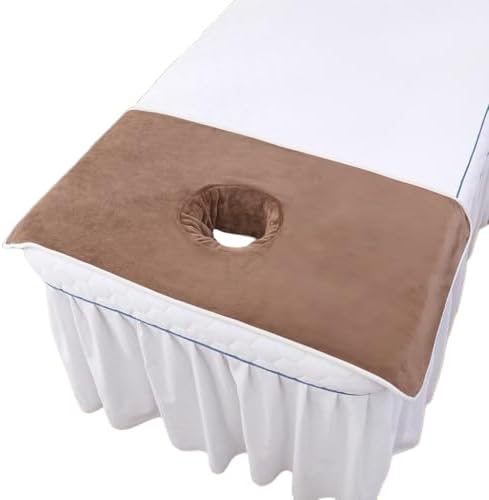 Massage Table Cover Towel with Face Cradle Hole, Premium Fitted Sheet with Locked Edges (Brown) by ZBH1985
