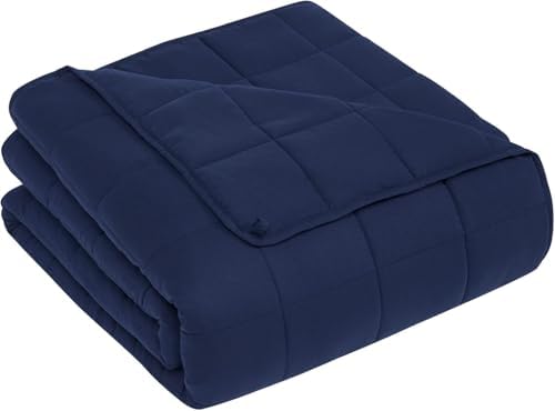 CuteKing Weighted Blanket (5lbs, 36"x48", Navy Blue) Heavy Blanket for 40-60lbs, Weighted Blanket for Cooling & Heating with Premium Glass Beads, Thick Blanket All-Season by CuteKing