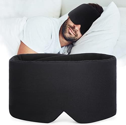 FRESHME Sleep Mask Blackout - Handmade Cotton Sleep Mask for Women Men Eye Mask for Sleeping Black Soft Eye Cover for Sleeping with Adjustable Veclro Breathable Eye Blindfold for Night Nap Travel by FRESHME