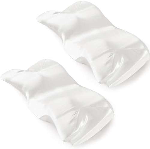 P Pothuiny Ivory White Satin Cervical Pillow Case Cover 2-Pack with Zipper by P+Pothuiny