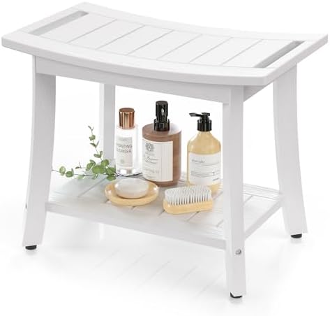 Waterproof HIPS Shower Bench for Inside Shower, Shower Stool, White by BEKVEMLIVING
