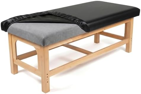 Leather Massage Table Cover, 76.7 x 35.4 x 7.1 Inch Wipeable Vinyl Spa Bed Protector Waterproof Oilproof Massage Table Cover for 33-35 Inch Wide (Black) by Unknown