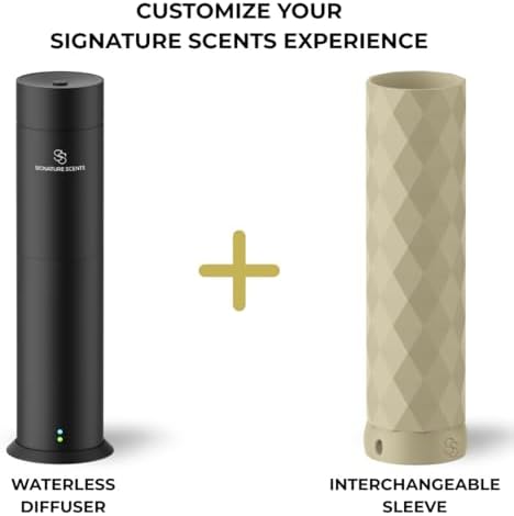 Waterless Essential Oil Hotel Scent Diffuser - Cold Air Diffuser - Covers 1000 sq. ft. - Waterless Diffuser for Home, Office & Hotel (Black + Interchangeable Sleeve) (Black + Bone White Sleeve) - Image 2