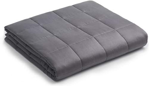 YnM 7lbs Weighted Blanket, Premium Cotton Material with Glass Beads, Bed Blanket for One Person of 60lbs, Ideal for on Twin Bed (Dark Grey, 41"x60" 7lbs) by YNM